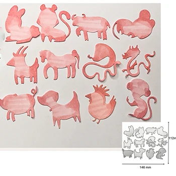 12 Kitajski Zodiak Rezanje Kovin Matrice Za DIY Album Rezanje Navojnih Papir, Kartice, zaradi Česar Reliefni Dekorativni Obrti Die Cut Nova