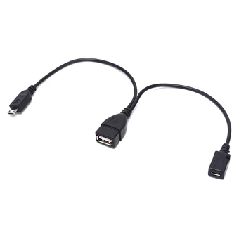 1pc 2 V 1 OTG Micro USB Host Moč Y Razdelilnik USB Adapter Mikro 5 Pin Moški Ženski Kabel