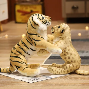 1pc Resničnem Življenju Lev&Tiger&Leopard Polnjene Plišastih Živali, Igrače za Otroke Simulacije Srčkan Otroci Lutka Božično Darilo za Dekleta