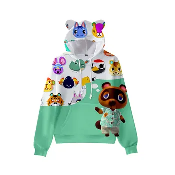 2021 Newset 3 Do 14 Let Otroci Hoodie Živali, ki Prečkajo Mačka Ušesa 3D Majica Tom Kotiček Listov Otroci Suknjič Puloverju Vrhovi Oblačila