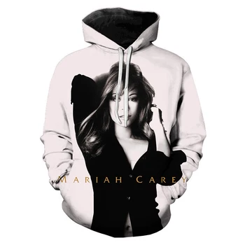 2021 Rapper Mariah Carey 3D Tiskanih Hoodies Unisex Modna Športna Majica Moški Ženske Hip Hop Ulične Prevelik Pulover