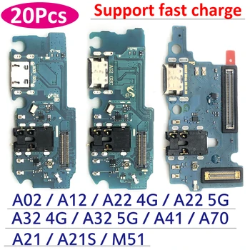 20Pcs，Napajanje USB polnilni Priključek Odbor Vtič Vrata Dock Flex Kabel Za Samsung Galaxy A70 A21 A21S A02 A12 A22 A32 4G 5G M51