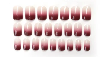 24 Kos Nove Rdeče Vino Gradient Barve Dolgo Lažno Nails Fashion Priljubljena Ponaredek Nohti Za Ženske In Dekleta S Lepilo Nalepke