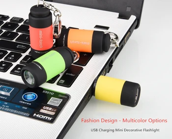 25LM Mini Keychain Žep Baklo ABS USB Polnilne Prenosna LED svetilka Svetilka Svetilka Nepremočljiva Pohodništvo, Kampiranje na Prostem Orodja