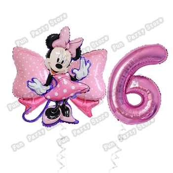 3Pcs Disney Mickey Minnie Baloni Rojstni Decors Baby Tuš Dobave Risanka Roza Minnie Mouse Balon Otroci Igrače Globos