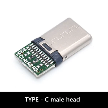 5PCS Tip C USB 3.1 Priključek 16PIN Hitro Polnjenje Moški Vtičnice Priključite, Da Spajka Wire & Cable PCB Board Modul 56K Upor