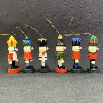 6pcs/niz Božično Dekoracijo Lesa Nutcracker Vojak Darilo Klasično Ročno Barvanje Lutka Handcraft Lutkovno Doma Stranka Ornament