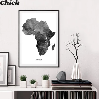 Afrika Zemljevid Plakatov In Fotografij Wall Art Platno Slikarstvo Sivo Črno Belo Platno Slikarstvo Dnevna Soba Slike Doma Dekor Slikarstvo