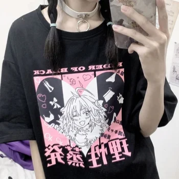 Anime Astorford Tiskanje Poletje Harajuku Žensko Lepe majice Letnik Punk Ulične Kawaii Y2k Vrhovi korejski Modni Stil Tees