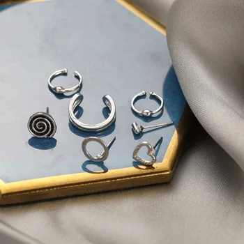 Bohemia Srce Stud Uhani za Ženske Ustvarjalne Vintage Preprosto Spirala Geometrijo Arete Set Darilo Earings Modni Nakit 2021 Nova
