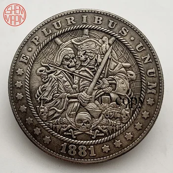 Borili Pirat Kralj 1881 Skitnica Niklja Kopija Kovanca Morgan Dolar Bakreni Kovanci Zbirateljski Kovanec Izziv