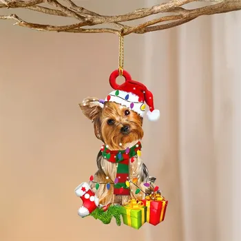 Božič Obesek Lesene Pes Spusti Okras Božično Drevo Kužka Obesek Praznično Stranka Dobave Hoom Dekoracijo