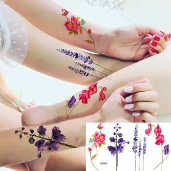 Cvet sivke Začasne Tetovaže Za Ženske Odraslih Sivke Dahlia Regrat Ponaredek Tattoo Nalepke Zapestje Nepremočljiva Tatoos