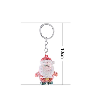 DIY Diamond Slikarstvo obeskov Keychain Keyring Diamond Risanka Santa Claus Snežaka Vezenje Kit Vrečko Obesek Božična Darila