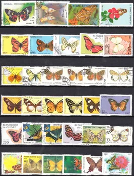 Debelo 100 Metulj In Insektov Nerabljene Poštne Znamke S Post Označi Za Zbiranje