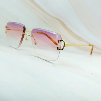 Diamond Cut Sončna Očala Mens Dodatki, Luksuzne Oblikovalec Carter Rimless Klasična Očala Za Sonce Ženske Letnik Odtenki Očala