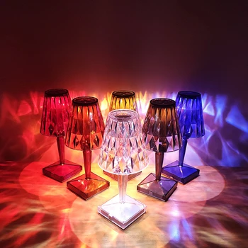 Diamond namizne Svetilke Akril Dekoracijo Luč za Bar Spalnica Postelji Kave Steklo LED Desk svate Doma Dekor Svetlobe