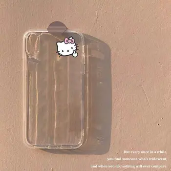 Hello Kitty Pregleden Mehko Risanka Primeru Telefon za iPhone13 13Pro 13Promax 12 12Pro Max 11Pro X XS MAX XR 7 8Plus Silikonsko Ohišje