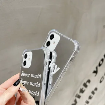 INS Koreja Krepko angleške črke srečen Ličila ogledalo mehko Telefon Primeru Za iPhone mini 12 11 pro Max XR XSMax X XS 7 8 Plus SE Pokrov