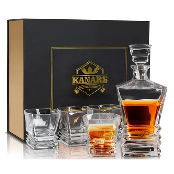 Izdelane Kakavove Decanter Set w/ 4pcs Whisky Bourbon Očala v Luksuzni Darilni Škatli, Za Moške Dan očetov Rojstni dan, Obletnico
