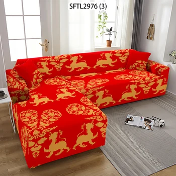 Kitajski Slog Rdeči Kavč Kritje Zmaj Kotu Kritje za Kavč Naravnost Zofe Zajema Fan Kavč Zajema 3 Sedeži Elastična Kavč Zajema