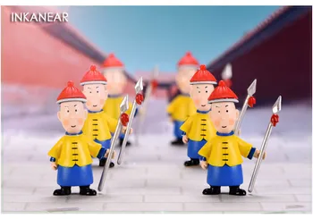 Kitajski Tradicionalni Slog Stražar Vojak Kostum Kraljevi Palači Spominek Darilo Lutka Figurice Obesek Miniaturni Okras Doma dekor
