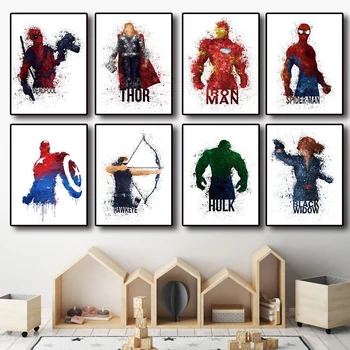 Marvel Avengers Superheroj Anime Akvarel Film, Slikarstvo, Plakati, Dnevna Soba Bar Kakovosti Platno Umetnosti Doma Stenski Dekor Sliko