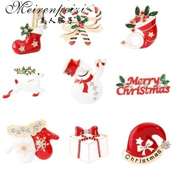 Meirenpeizi Vesel Božič Broške Nožice Lepe Santa Claus Klobuk, rokavice Zvonovi Nogavice Krofe Sladkarije Emajl Pin Značke Broška