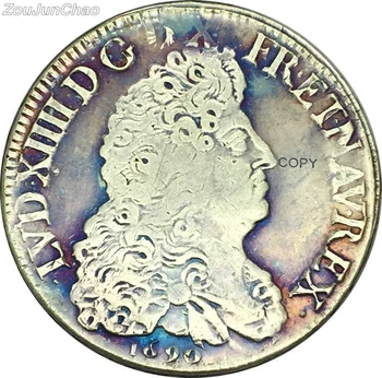 Miško nad sliko za povečavo 1690 francoski Kovanci Sonce Kralj Ludvik XIV., Francija Velika Medenina Silver Plated Kopija Kovanca Ton Repro Žeton Medaljo