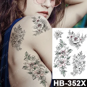 Nepremočljiva Začasni Tattoo Nalepke Rose Mehndi Henna Flash Tetovaže Ruby Safir Biser Čipke Body Art Roko Ponaredek Tattoo Ženske Moški