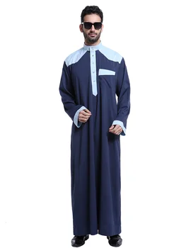 Nove Muslimanske Maroški Dolg Rokav Islamske Moške Preplete Barva Haljo arabski tam kaftan Savdska Dubaj oblačila Moških Čaščenja Abaya