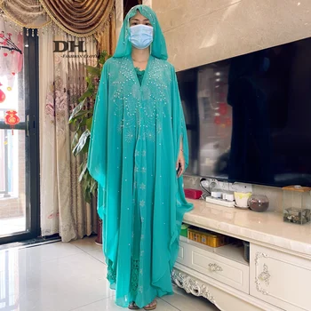 Nove Muslimanske Moda Afriških Žensk Obleko, Plašč, Šifon Diamanti, Biseri Plus Velikost Robe Oblačenja Dubaj Abaya Turčija Vestido Donsignet