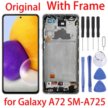Original Za Galaxy A72 LCD Zaslon in Računalnike Polno Montaža Z Okvirjem za Samsung Galaxy A72 SM-A725(4G Različica)