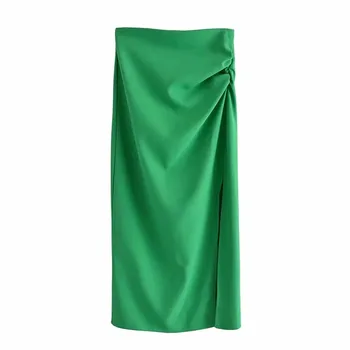 PSEEWE Ženske Majica Za Zeleno Obreži Zgoraj Ženska Gub Dolg Rokav Poletje Bluzo 2021 Ruched Elegantno Bluze Moda Belo Srajco