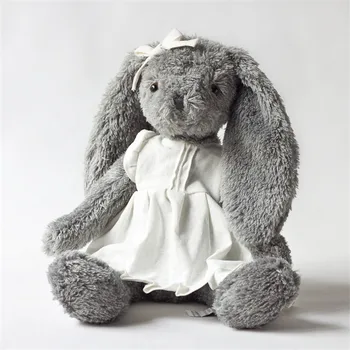 Plišastih igrač sivi zajec nositi belo bombažno krilo lepo zajček novo zasnovo, visoko kakovost sedel visok 28 cm skupaj 45 cm