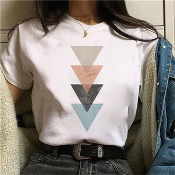 Poletje ženska T-majica lepo geometrijski vzorec tisk T-shirt 90. letih Harajuku graphic T-shirt vrh srčkan kratkimi rokavi ženske