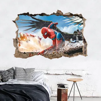 Risanka Spiderman Stikers za Dekoracijo Sten Vinyls Sam Človek Sprosti Spretnosti Ozadja Zidana Notranjosti Spalnica Otroci Soba Dekor