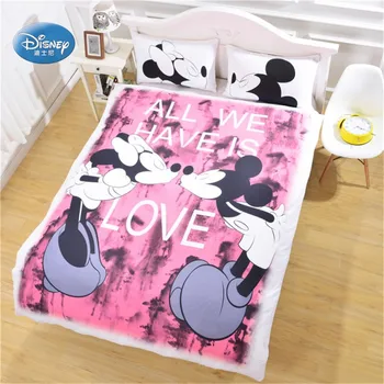 Roza Minnie Mickey Mouse Posteljnina Nabor Rjuhe Odeja Tolažnik Kritje Pillowcases Otroci Doma Dekor Twin Polno Kraljica Kralj