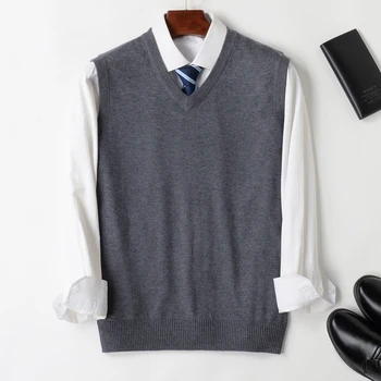 SHAN BAO plus velikost blagovne znamke jopica telovnik 2021 jesen in zimo, klasični slog poslovnih priložnostne znamke moške ohlapen pulover pulover