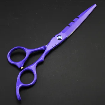 Strokovno japonska 440c 6 & 5.5 palčni vijolična las škarje za redčenje škarje za rezanje barber orodja cut frizerske škarje, škarje za