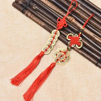 Tradicionalni Kitajski Cesar Denar Lucky Charm Antičnih Kovancev Rdeči Kitajski Vozel Zbirka Darilo Bakreni Kovanci Keychain Dobre Sreče
