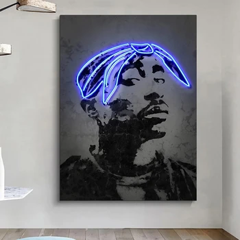 Travis Scott Glasbe Star Plakat Biggie Tupac Rap Hip Hop Rapper Platno Natisne Slikarstvo Neon Art Stenske Slike za Dom Dekor