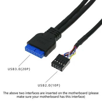 USB na Sprednji Plošči Kabel 2 x USB 3.0+HD Audio Jack Vrata DIY Računalnik Ohišje Spredaj Audio Opno Primeru Razširitev Žice za PC Namizje