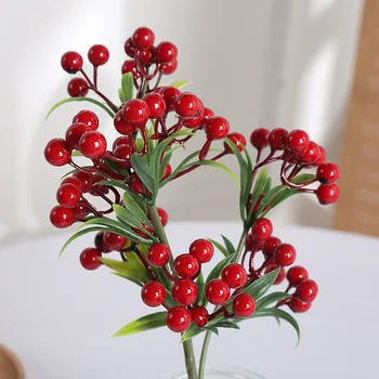 Umetne rože berry dekoracijo ponaredek šopek majhne rdeče sadje umetno rastlin akacijev bean doma dekoracijo, dekoracijo cvet