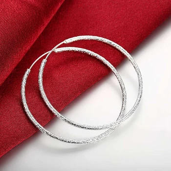 Visoka Kakovost 925 Sterling Srebro hoop Uhan Moda 5 cm 6 cm Velik Krog krog uhani za ženske, poročni Nakit, darilo za rojstni dan