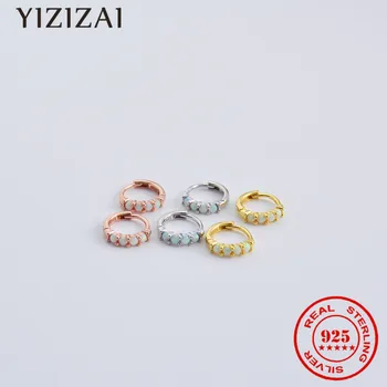 YIZIZAI Geometrijo Opal Hoop Uhani Pravi 925 Sterling Srebro Krasen Uhani Za Ženske Poroko Najboljše Darilo Nakit