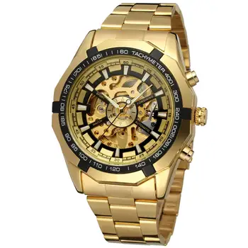 FORSINING Poslovni moške in ženske ure zlato zložljiva sponke strapwrist ure samodejno mehanske ure
