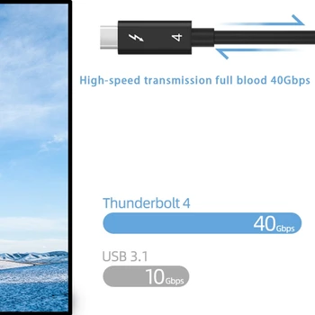Laptop Thunderbolt 4 Tip C Kabel 40Gbps Stabilen Prenos Podatkov Žice PD 100W