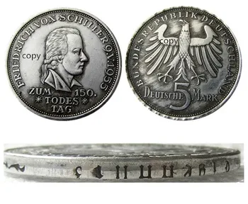 Nemčija, Zvezna Republika, 5 Označi, 1955 F Silver Plated Kopija Kovanca