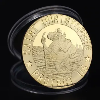 Saint Kitts Nas Zaščitil Spominek Pozlačen Kovanec Zbirateljske Darilo zavetnik Popotnikov Priložnostni Kovanec